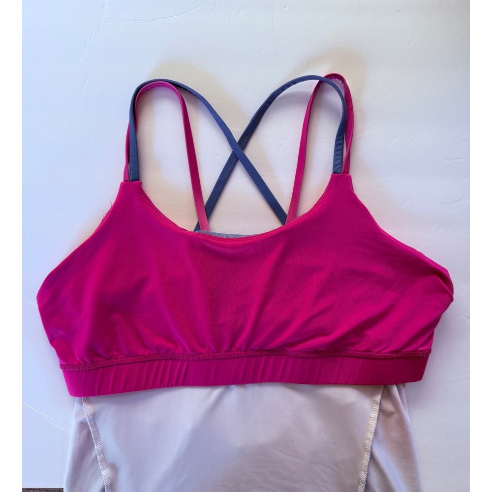 Lucky in Love Womens Pink  Ombre Mesh Panel Strappy Athletic Tank Top Size L Gym - Picture 10 of 10